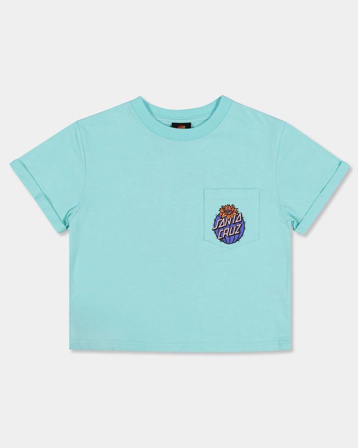 Image of a model wearing Tops. Productname: santa Cruz Girls 8-16 Cactus Dot T-Shirt Aqua - in Aqua colour by brand - santa Cruz