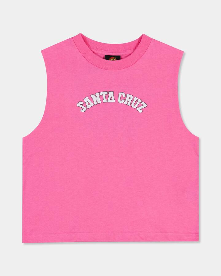 Image of a model wearing Tops. Productname: santa Cruz Girls 8-16 Field Trip Muscle Pink - in Pink colour by brand - santa Cruz