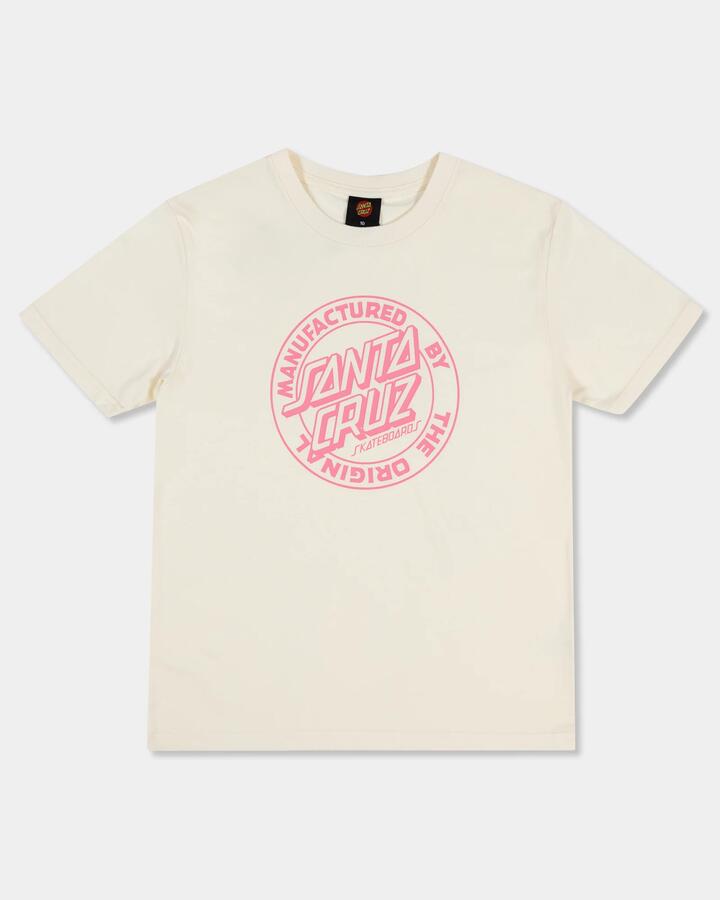 Image of a model wearing Tops. Productname: santa Cruz Girls 8-16 Mfg Dot T-Shirt Cream - in Cream colour by brand - santa Cruz