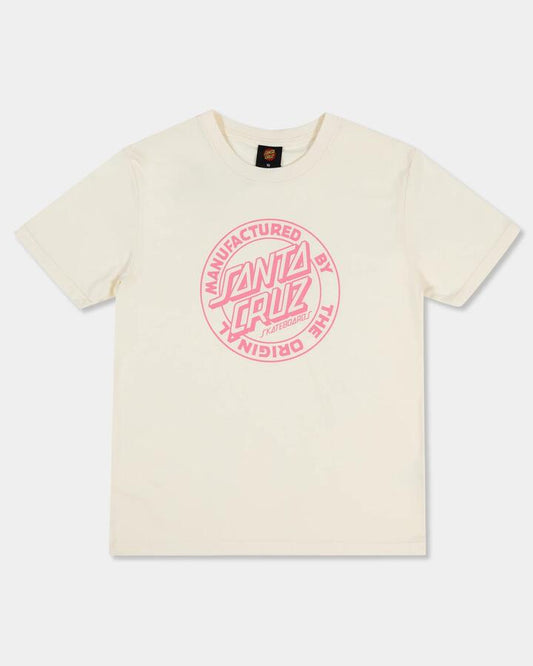 Image of a model wearing Tops. Productname: santa Cruz Girls 8-16 Mfg Dot T-Shirt Cream - in Cream colour by brand - santa Cruz