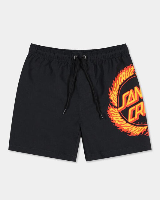 Image of Swimwear. Productname: santa Cruz Boys 8-16 Flame Ringed Dot Boardshorts Black - in Black colour by brand - santa Cruz