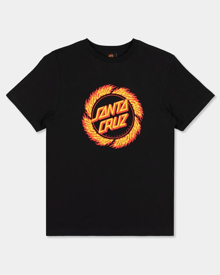 Image of T-Shirts. Product name - Santa Cruz Boys 8-16 Flame Ringed Dot T-Shirt Black in Black colour by brand - Santa Cruz