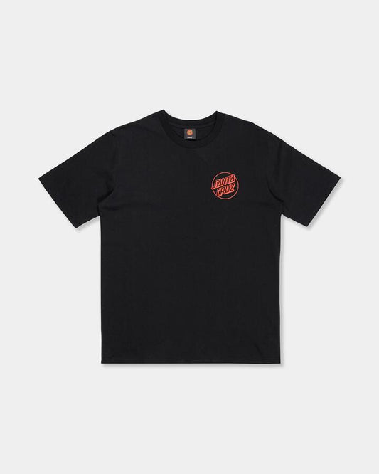 Image of a model wearing Tops. Productname: santa Cruz Mens Os Opus Dot Screaming Hand T-Shirt Black - in Black colour by brand - santa Cruz