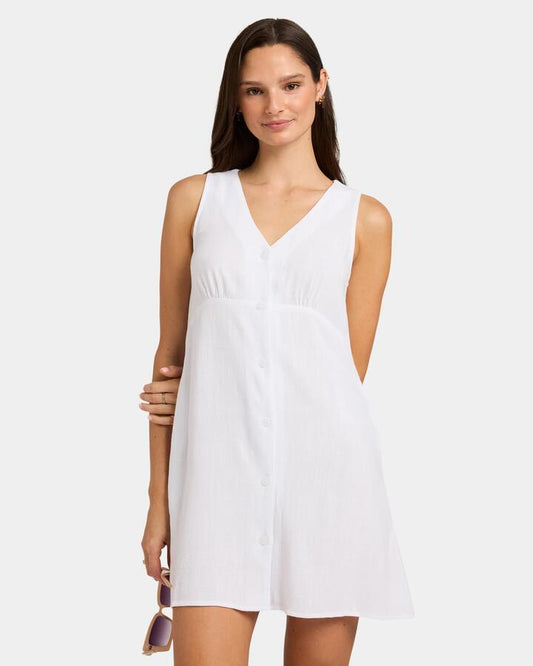 Image of Dresses. Productname: Nunui Womens Time Again Mini Dress Summer White - in Summer White colour by brand - Nunui