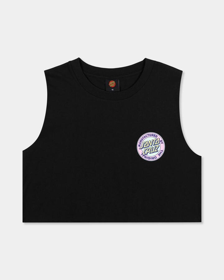 Image of a model wearing Tops. Productname: santa Cruz Girls 8-16 Ranger Mfg Muscle Black - in Black colour by brand - santa Cruz