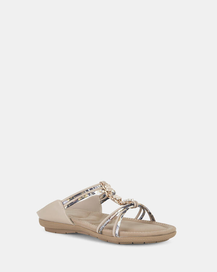 Image of Sandals. Product name - Elparlo Nude Vegan Sandals in Nude colour by brand - Novo