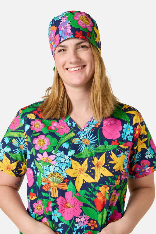 Image of Hats. Productname: Cottage Floral Scrub Hat in Navy colour by brand - Gorman