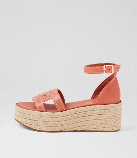 Image of Sandals. Productname: Crysalis Orange Leather Sandals in ORANGE colour by brand - MIDAS