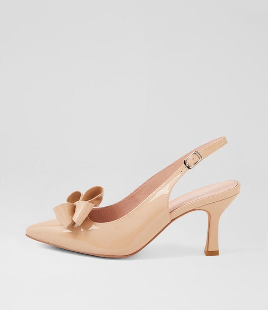 Image of Heels. Productname: Lilbow Nude Patent Leather Heels in NUDE colour by brand - MIDAS