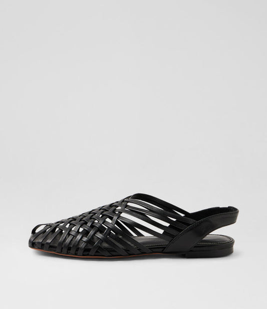 Image of Sandals. Productname: Brixa Black Leather Sandals in Black colour by brand - MOLLINI