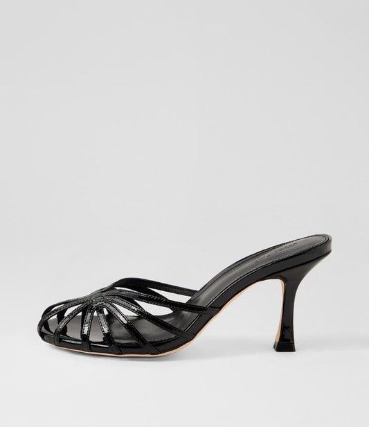 Image of Sandals. Productname: Perry Black Patent Leather Sandals in BLACK colour by brand - MOLLINI