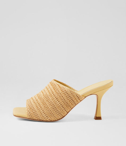 Image of Sandals. Productname: Wesena Lemon Woven Leather Sandals in LEMON colour by brand - MOLLINI