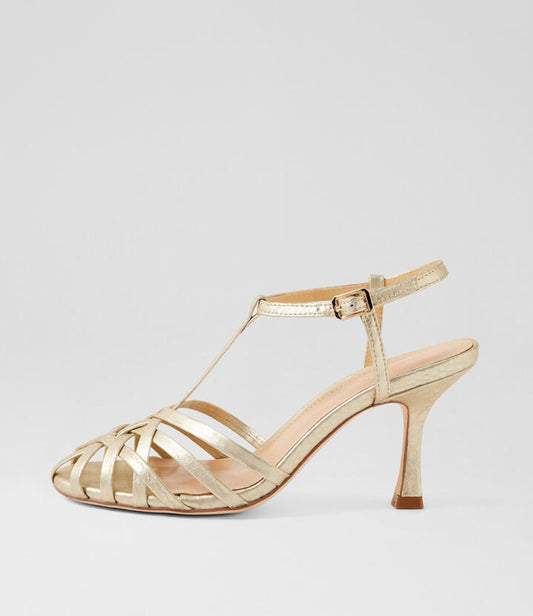Image of Sandals. Productname: Perlita Muted Gold Snake Leather Sandals in MUTED GOLD colour by brand - MOLLINI