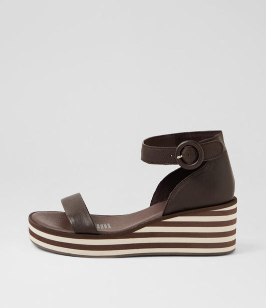 Image of Sandals. Productname: Frozza Choc Leather Sandals in CHOC colour by brand - MIDAS