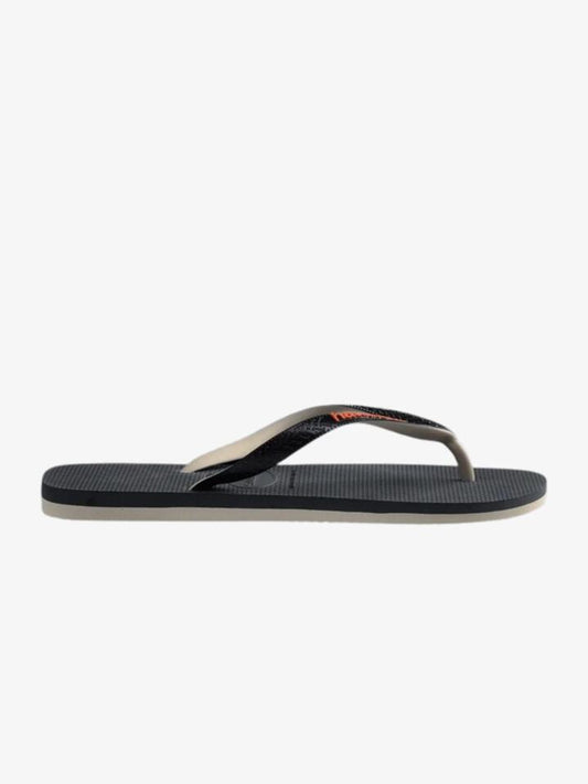 Image of a model wearing Tops. Productname: Havaianas Top Rubber Mix Flip Flops in Beige/Black/Orange colour by brand - Havaianas