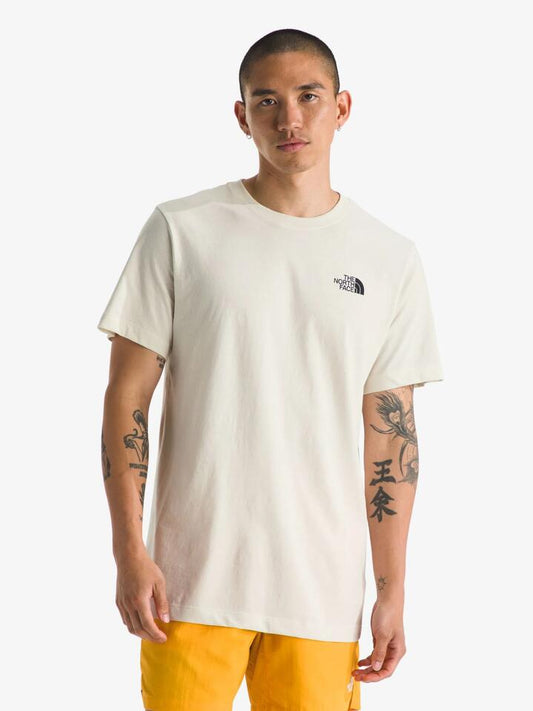 Image of a model wearing Tops. Productname: The North Face Men's Evolution Van Life Graphic Tee in White Dune colour by brand - The North Face