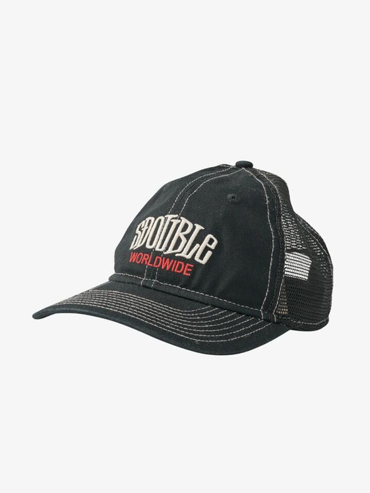 Image of Hats. Productname: S-Double Worldwide Relaxed Trucker Hat ONE SIZE Black in Black colour by brand - S-Double