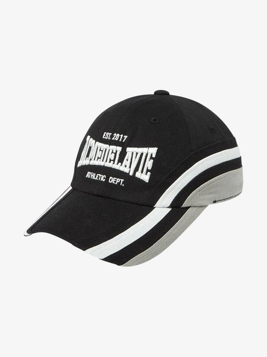 Image of Accessories. Productname: ADLV Three-Tone Asymmetry Cotton Ballcap ONE SIZE Black in Black colour by brand - ADLV