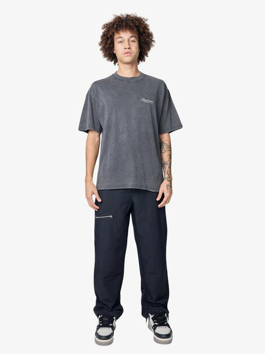 Image of a model wearing Tops. Productname: Represent Represent Owners Club Script T-Shirt in Vintage Grey colour by brand - Represent