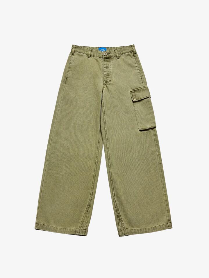 Image of a model wearing Pants. Productname: Larriet Women's Marsh Pants in Used Olive colour by brand - Larriet