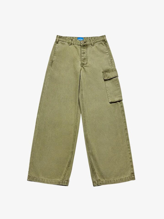 Image of a model wearing Pants. Productname: Larriet Women's Marsh Pants in Used Olive colour by brand - Larriet