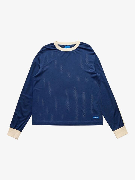 Image of a model wearing Tops. Productname: Larriet Demon Shirt in Navy colour by brand - Larriet