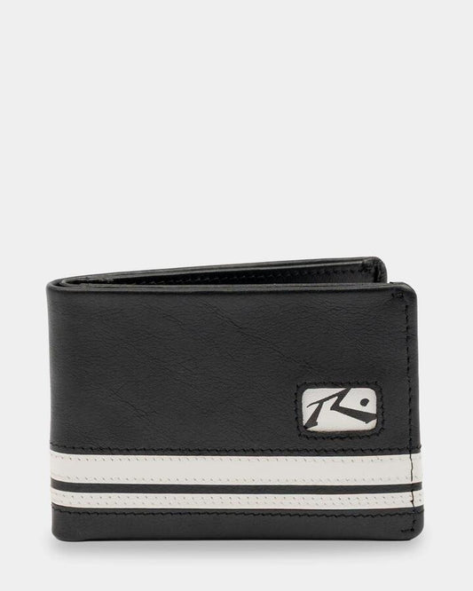 Image of Wallets & Money Clips. Productname: rusty - Mens White Lines Leather Wallet - Black - in Black colour by brand - rusty