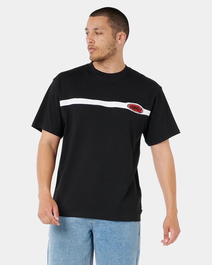 Image of T-Shirts. Product name - Rip Curl Mens Script Panel T-Shirt Black in Black colour by brand - Rip Curl