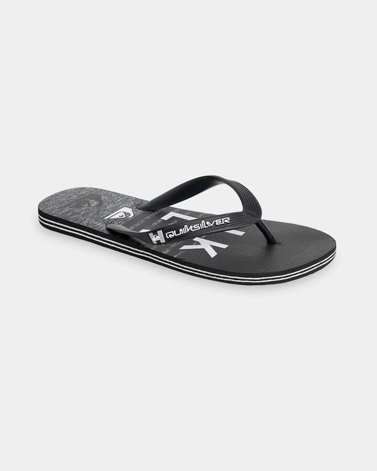 Image of Sandals. Product name - Quiksilver Mens Moncata Wordmark Thongs Black/Grey in Black/Grey colour by brand - Quiksilver
