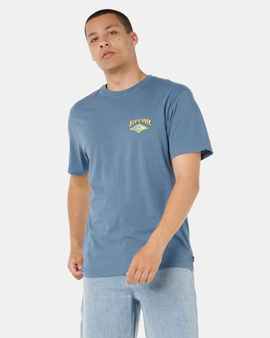 Image of T-Shirts. Product name - Rip Curl Mens Dazed And Tubed T-Shirt Bluefin in Bluefin colour by brand - Rip Curl