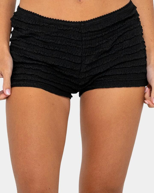 Image of Accessories. Productname: rusty - Womens Bloomed Not Blossomed Mini Walkshorts - Black - in Black colour by brand - rusty