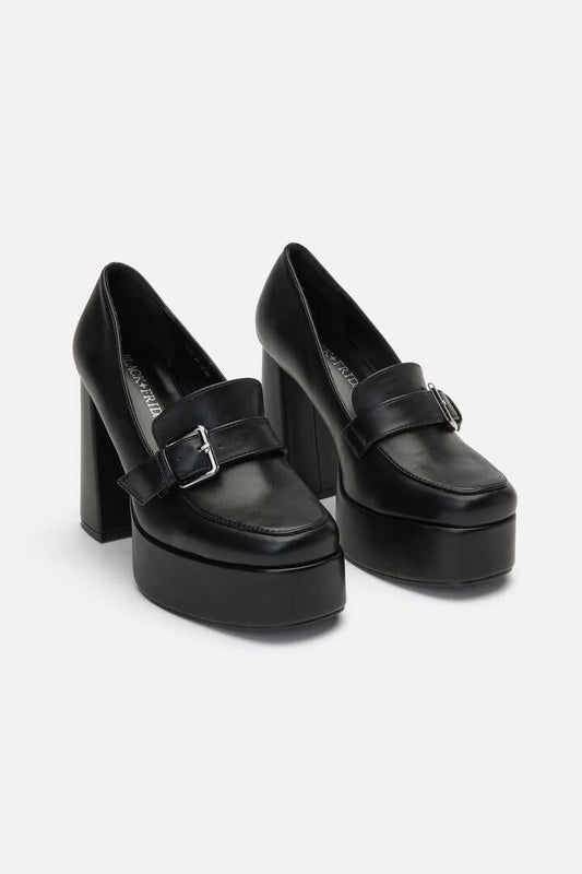 Image of Flats. Productname: Heeled Loafers in Black colour by brand - Black Friday
