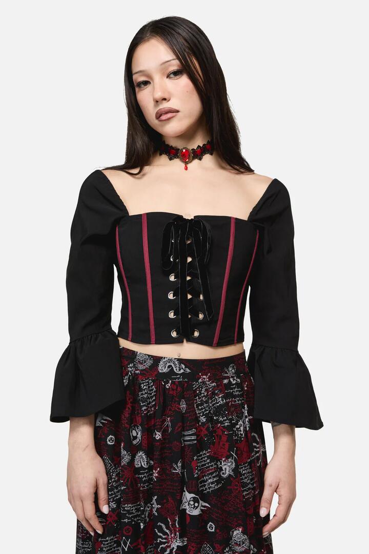 Image of Lingerie. Productname: Pirate Contrast Goth Corset in Black colour by brand - Dangerfield