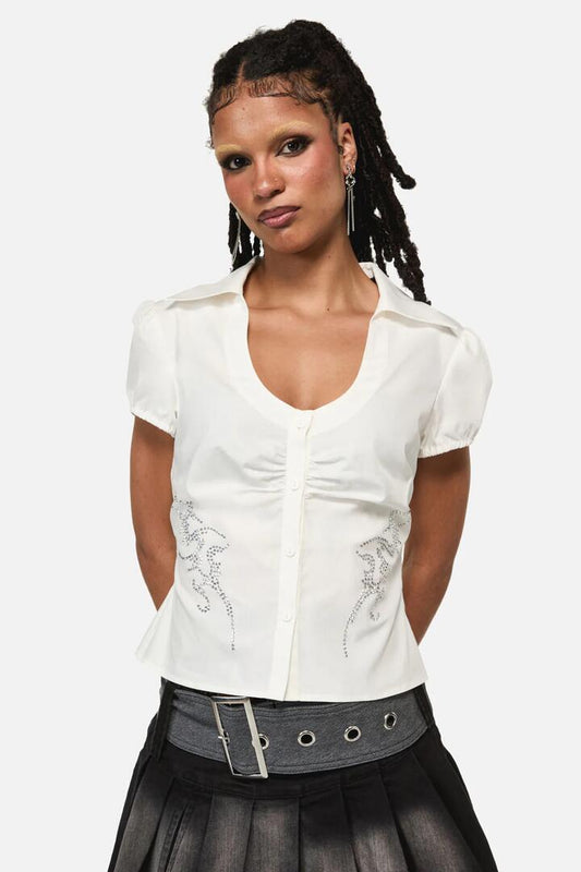 Image of Blouses. Productname: Thunder Cyber Tech Blouse in White colour by brand - Black Friday