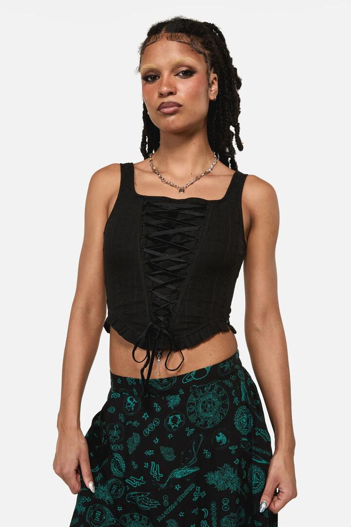 Image of Lingerie. Productname: Witches Front Lace Corset in Black colour by brand - Black Friday