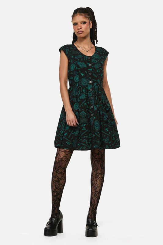 Image of Dresses. Productname: Spellbook Goth Print Dress in Black colour by brand - Black Friday