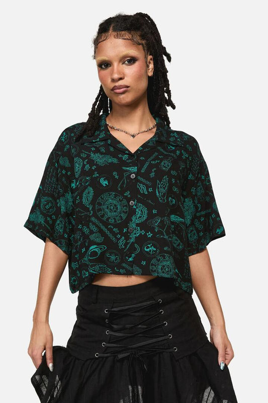 Image of Blouses. Productname: Spellbook Goth Print Blouse in Black colour by brand - Black Friday
