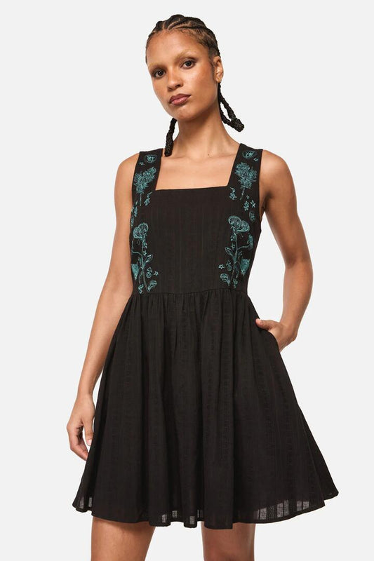 Image of Dresses. Productname: Spellbook Embroidered Pinafore in Black colour by brand - Black Friday