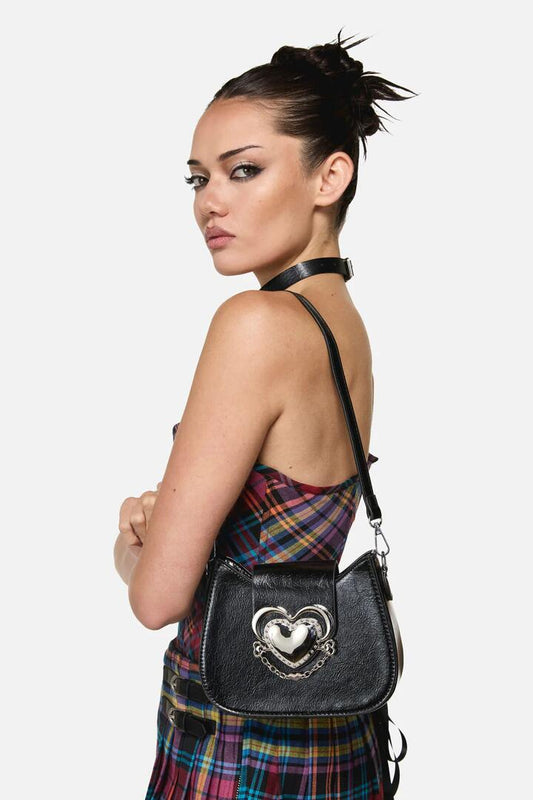 Image of Bags. Productname: Centre Heart Structured Bag in Black colour by brand - Black Friday