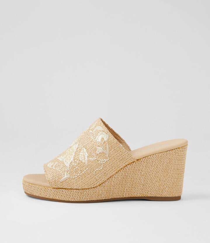 Image of Sandals. Productname: Proseco Natural Beige Synthetic Raffia Sandals in NATURAL-BEIGE colour by brand - MIDAS