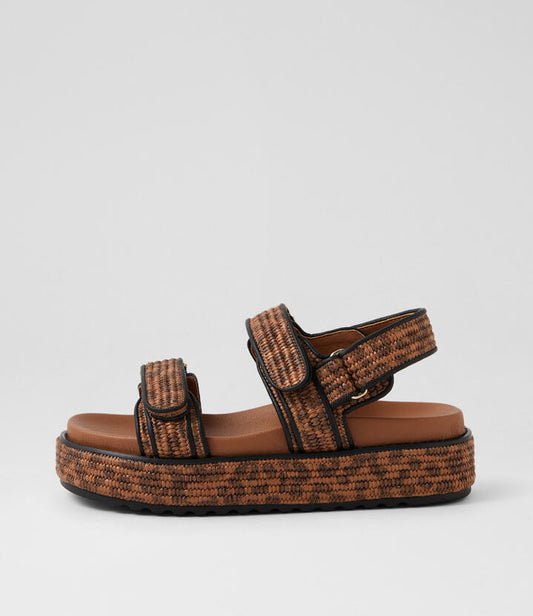 Image of Sandals. Productname: Bridgett Leopard Woven Leather Sandals in Leopard colour by brand - MOLLINI