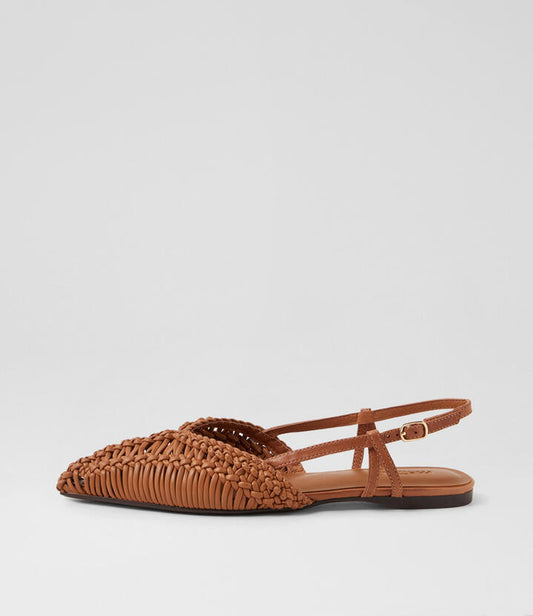 Image of Footwear. Productname: Frankey Tan Leather Flat Shoes in TAN colour by brand - MOLLINI