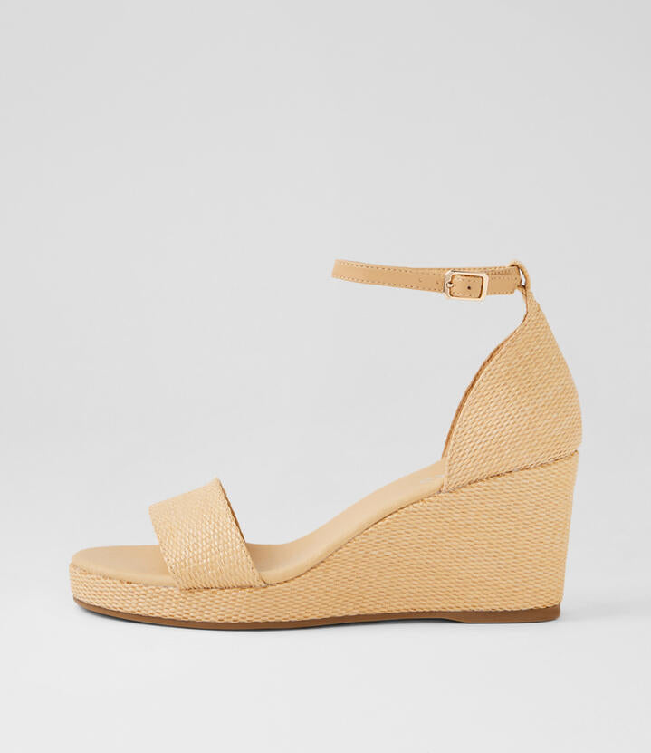 Image of Sandals. Productname: Galian Natural Synthetic Raffia Sandals in NATURAL colour by brand - MIDAS