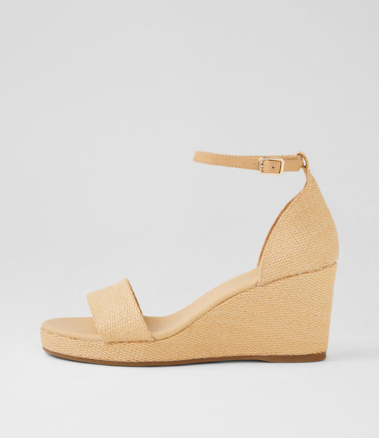 Image of Sandals. Productname: Galian Natural Synthetic Raffia Sandals in NATURAL colour by brand - MIDAS