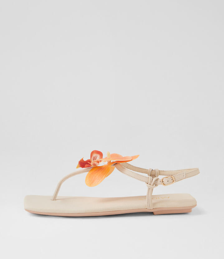 Image of Sandals. Productname: Enchante Milk Leather Thongs in Milk colour by brand - MIDAS