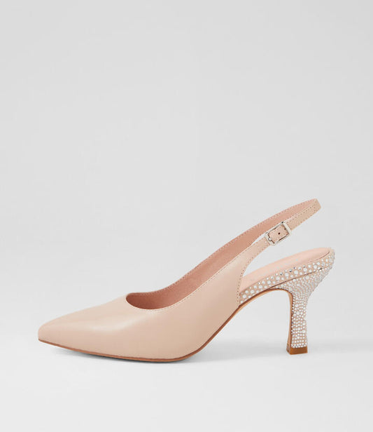 Image of Heels. Productname: Lipsy Nude Silver Leather Jewels Heels in NUDE-SILVER colour by brand - MIDAS