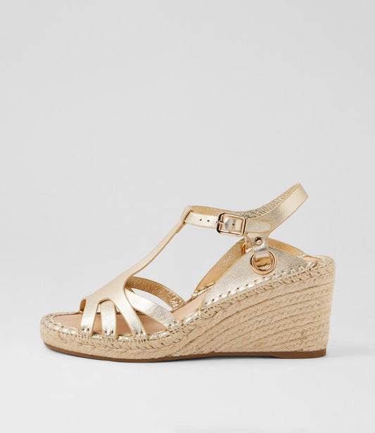 Image of Sandals. Productname: Glori Pale Gold Leather Sandals in PALE GOLD colour by brand - MIDAS
