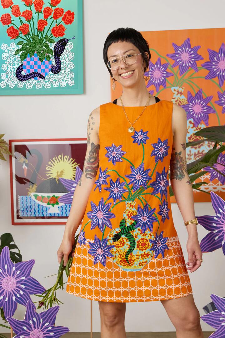 Image of Dresses. Product name - Serpent's Bloom Shift Dress in Print colour by brand - Gorman