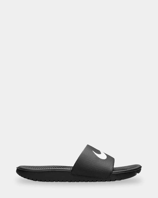 Image of Slippers. Productname: nike - Boys Kawa Slides - Black/White - in Black/White colour by brand - nike