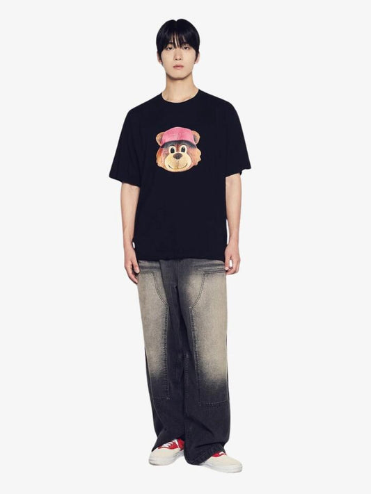 Image of a model wearing Tops. Productname: ADLV 3D Ac Bear Face T-Shirt in Black colour by brand - ADLV